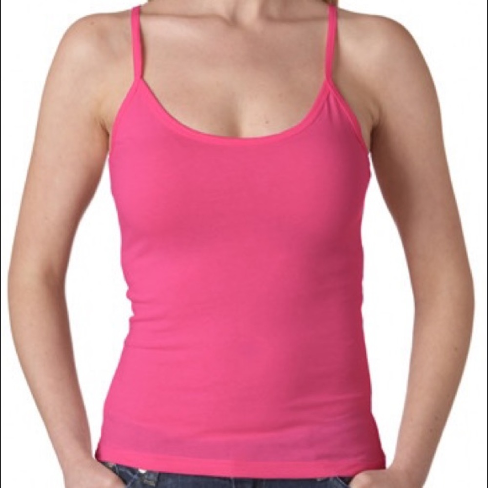 Hot Pink Plain Basics Spaghetti Strap Tank Top